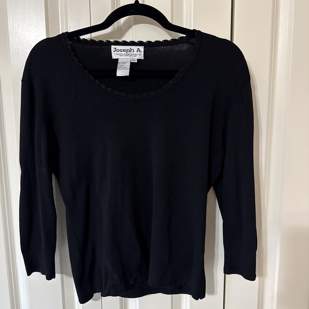 Women's Joseph A. Black Classic Vintage 3/4 Sleeve Ribbed Shirt Size XL